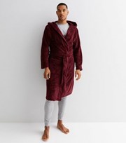 New Look Burgundy Faux Fur Hooded Dressing Gown